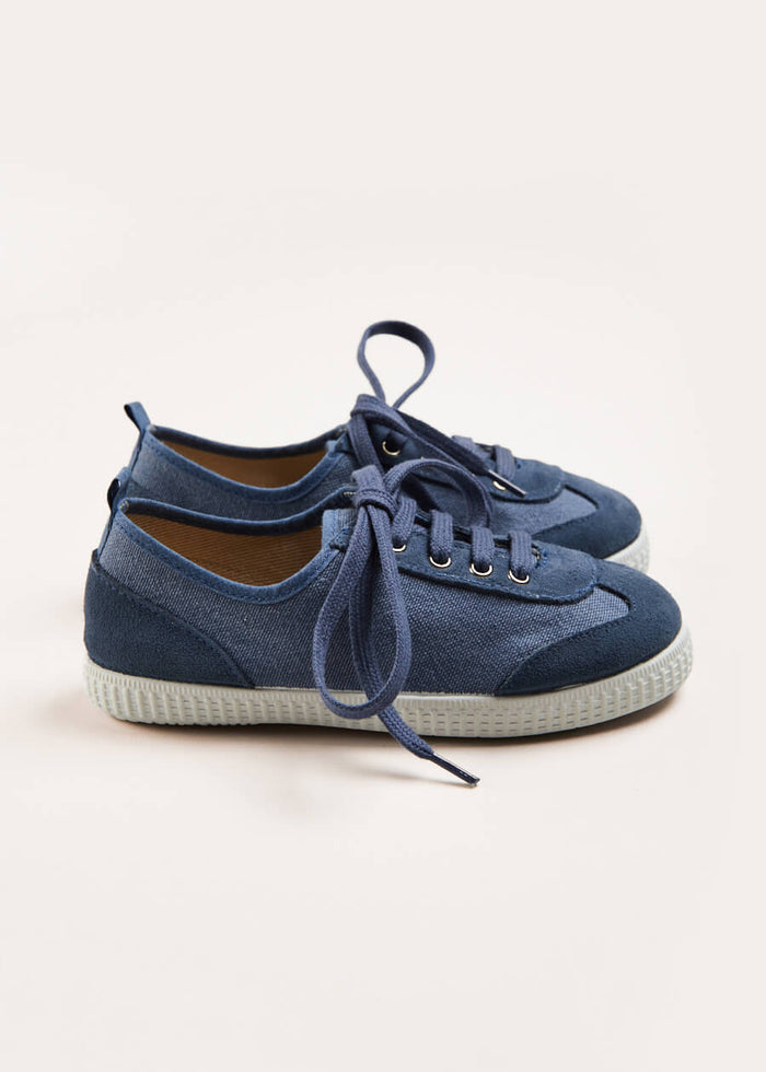 Lace Up Plimsoll Sneakers in Navy (24-34EU) SHOES from Pepa London