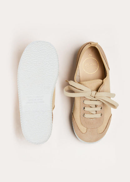Lace Up Plimsolls in Taupe (24-35EU) SHOES from Pepa London