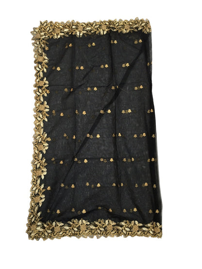 Ladies Net Dupatta / Scarf with Gold Embroidered Border - Mix N Match -  ASM2301 Pp0723