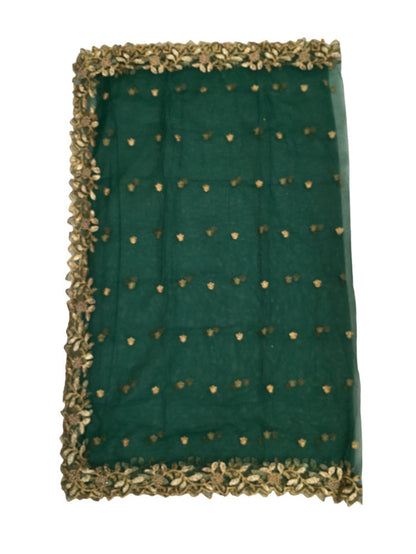 Ladies Net Dupatta / Scarf with Gold Embroidered Border - Mix N Match -  ASM2301 Pp0723