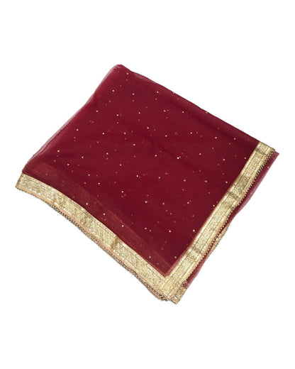 Large Soft Net Dupatta with Gold Beaded Border - Mix N Match -  HSK2307 RP 1023