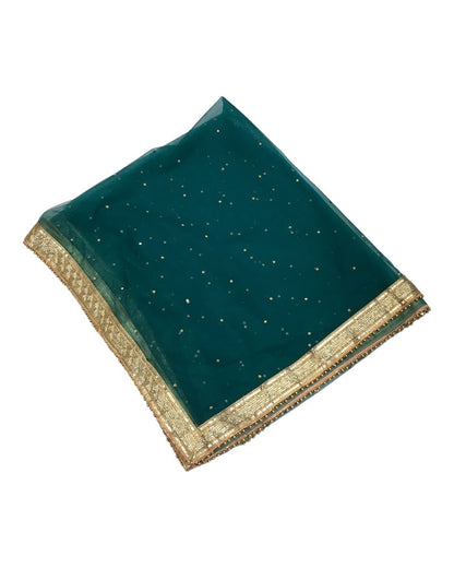 Large Soft Net Dupatta with Gold Beaded Border - Mix N Match -  HSK2307 RP 1023