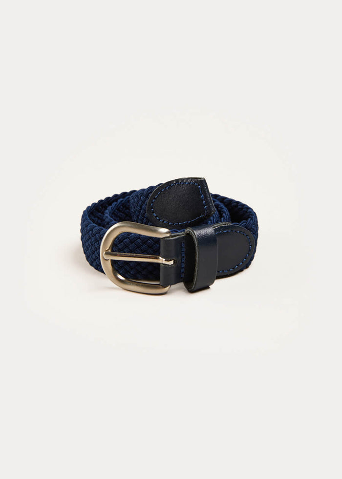 Leather Braided Belt in Navy (XS-S) BELTS from Pepa London