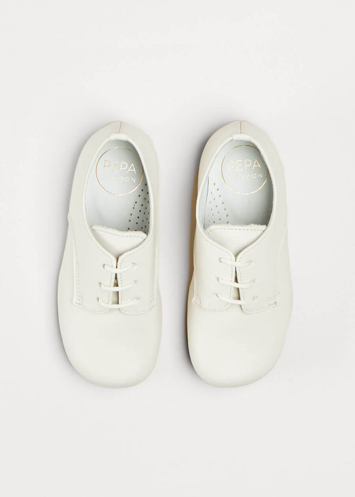Leather Lace up Celebration Shoes in Ivory (20-35EU) SHOES from Pepa London
