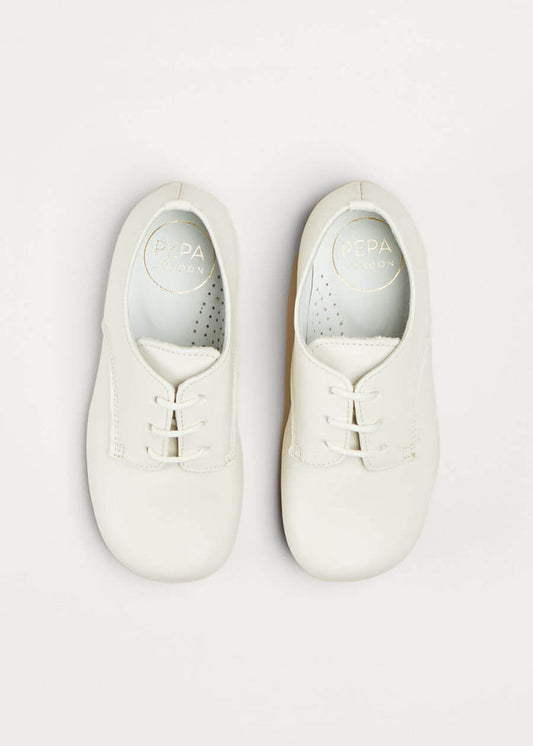 Leather Lace up Celebration Shoes in Ivory (20-35EU) SHOES from Pepa London