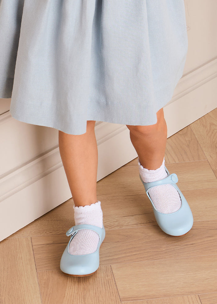 Leather Mary Jane Shoes in Sky Blue (24-35EU) SHOES from Pepa London