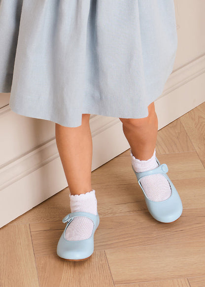 Leather Mary Jane Shoes in Sky Blue (24-35EU) SHOES from Pepa London