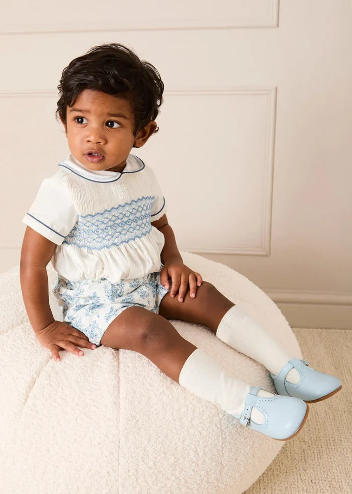 Leather T-Bar Baby Shoes in Sky Blue (20-26EU) SHOES from Pepa London