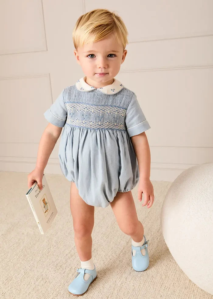 Leather T-Bar Baby Shoes in Sky Blue (20-26EU) SHOES from Pepa London