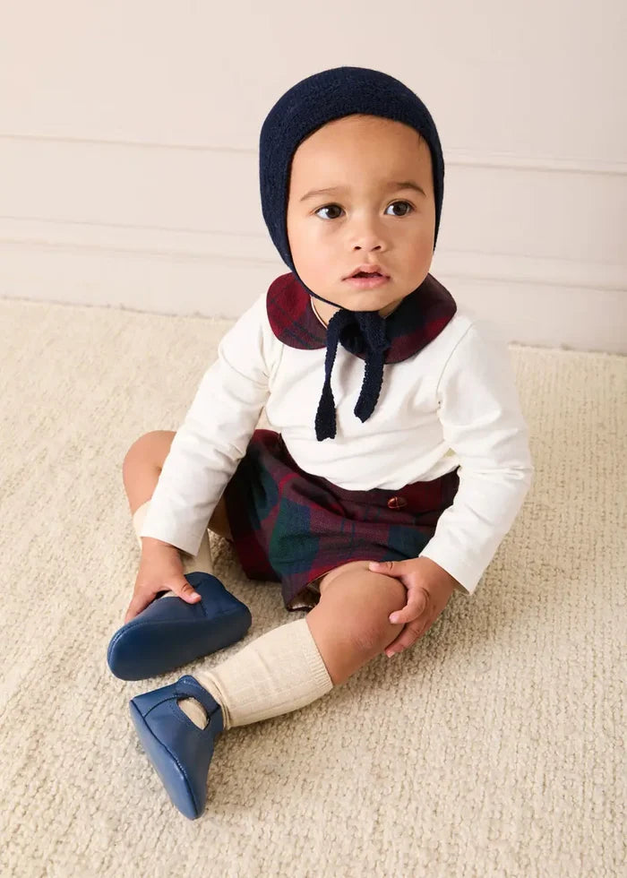 Leather T-Bar Pram Shoes in Classic Blue (17-20EU) SHOES from Pepa London