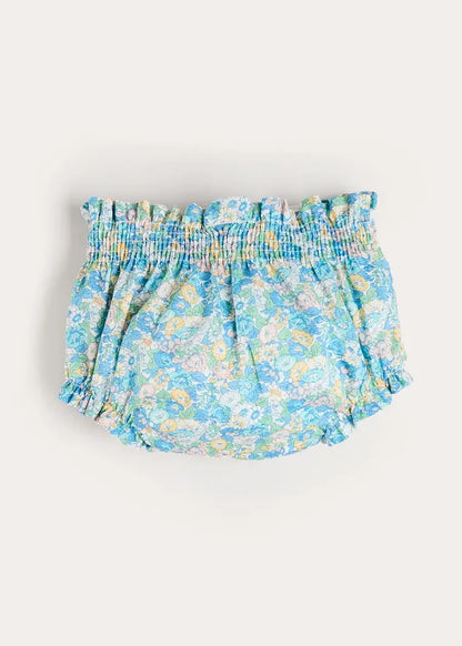 Leontyne Floral Elasticated Waist Bloomers in Blue Made with Liberty Fabric (1mth-3yrs) BLOOMERS from Pepa London