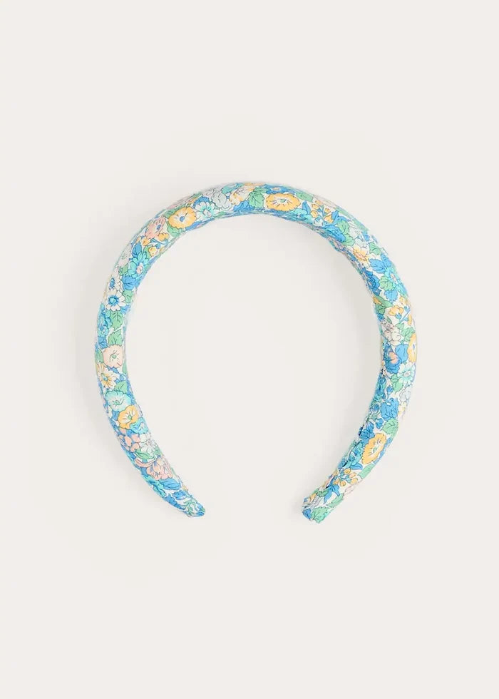 Leontyne Floral Padded Hairband in Blue Made with Liberty Fabric HAIR ACCESSORIES from Pepa London