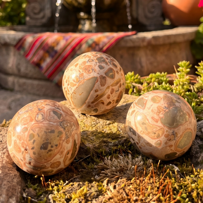 Leopardite Sphere Carving (1.5 Inch)(Leopard Skin Jasper)