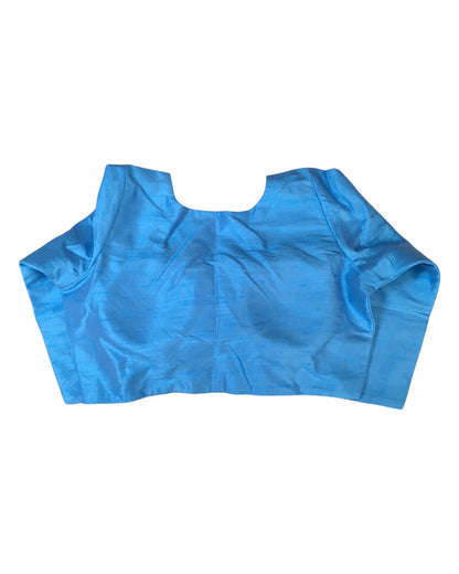 Light Blue - Silky Saree blouse with cups,  Long Sleeves, High Back - 42" - UK Stock - Quick Delivery - RNK - R231F-A