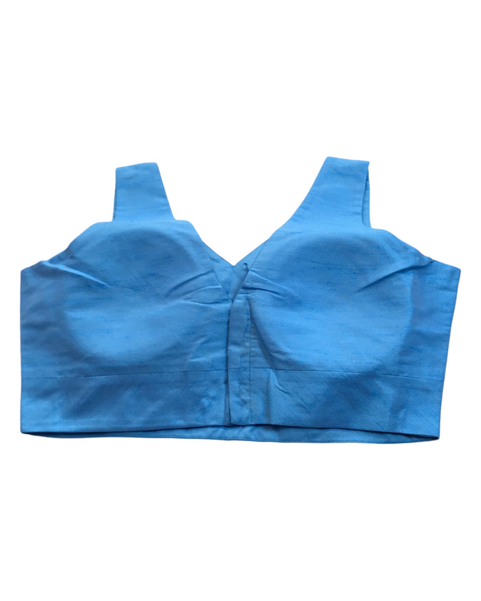 Light Blue - Silky Saree blouse with cups,  Sleeveless - 42" - UK Stock - Quick Delivery - RNK - R722A-KY