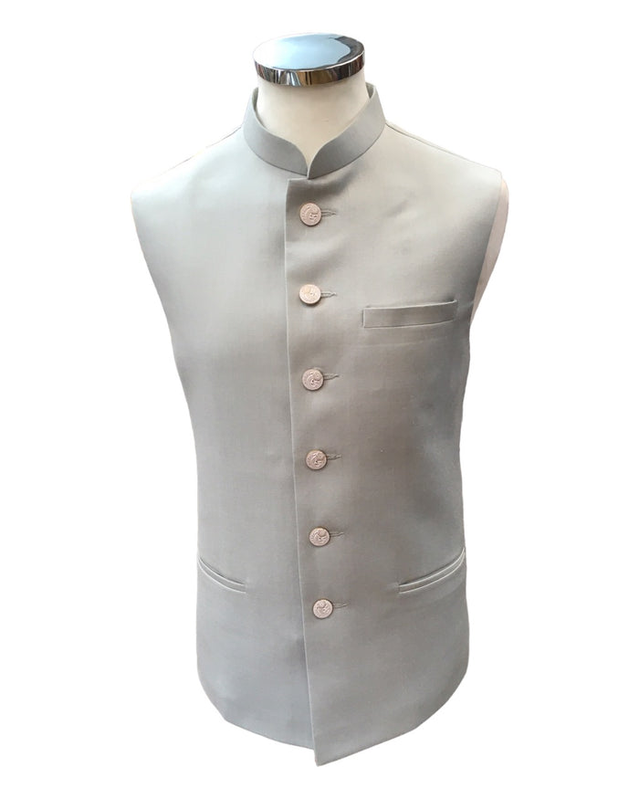 Light Grey - Rich Suiting Material Indian Mens Waistcoat - Bollywood - DM2303 KJ 1222