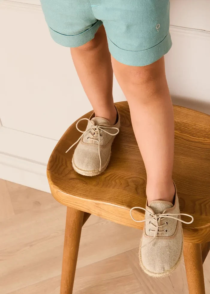 Linen Lace-up Espadrilles in Beige (24-35EU) SHOES from Pepa London
