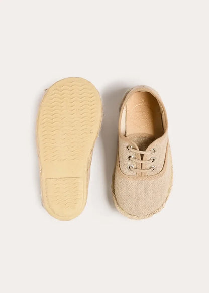 Linen Lace-up Espadrilles in Beige (24-35EU) SHOES from Pepa London