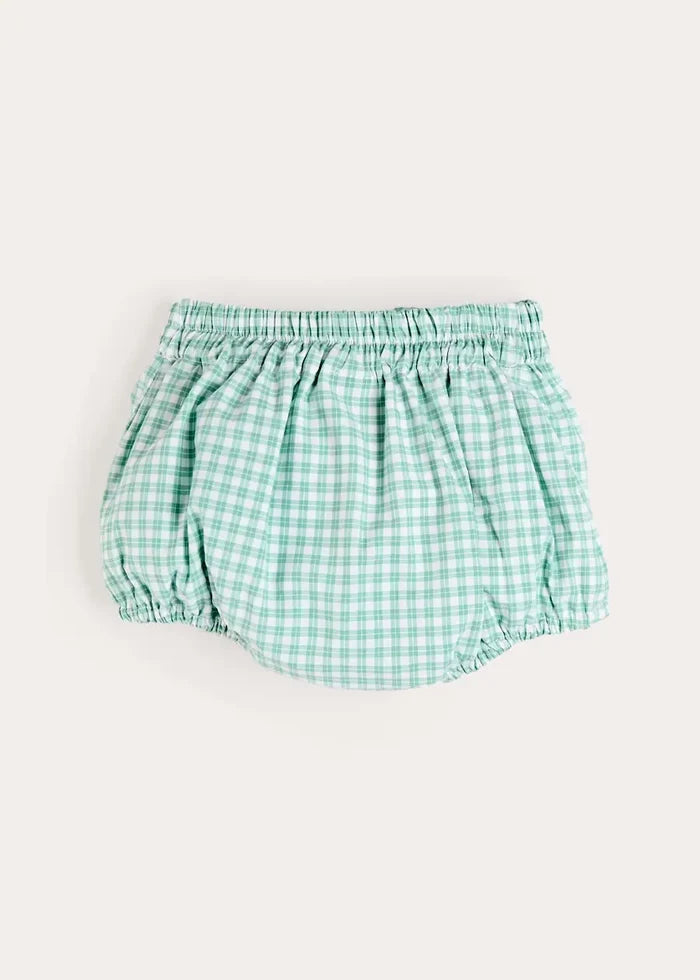 Lucas Check Button Detail Bloomers in Green (1mth-2yrs) BLOOMERS from Pepa London
