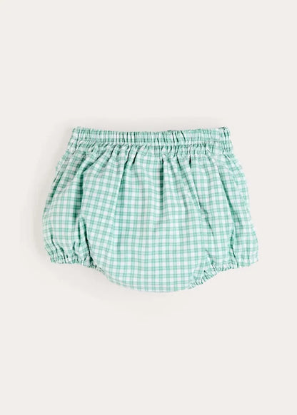 Lucas Check Button Detail Bloomers in Green (1mth-2yrs) BLOOMERS from Pepa London