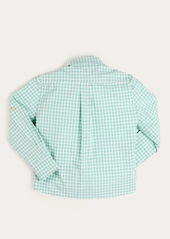 Lucas Check Pocket Detail Long Sleeve Shirt in Green (18mths- 10yrs) SHIRTS from Pepa London