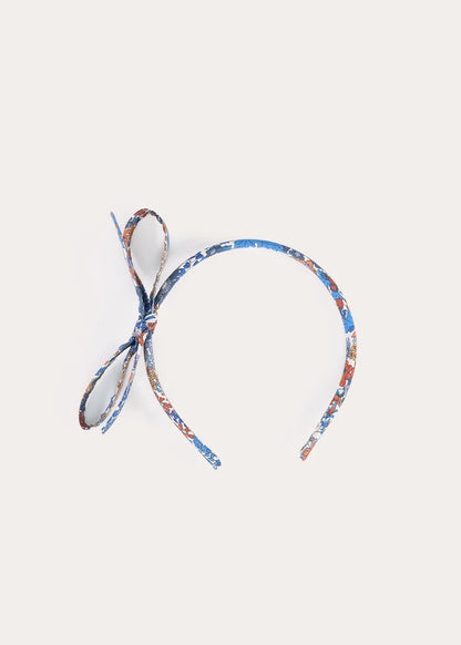 Margaret Annie Floral Medium Bow Hairband in Dark Blue Hair Accessories from Pepa London