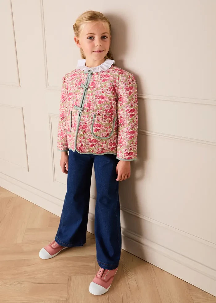 Margaret Floral Reversible Quilted Jacket in Pink (4-12yrs) COATS from Pepa London
