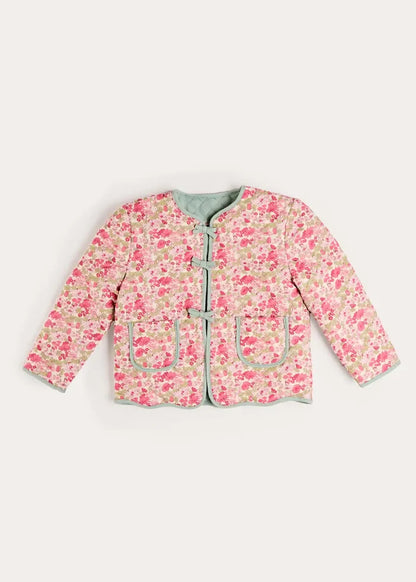 Margaret Floral Reversible Quilted Jacket in Pink (4-12yrs) COATS from Pepa London