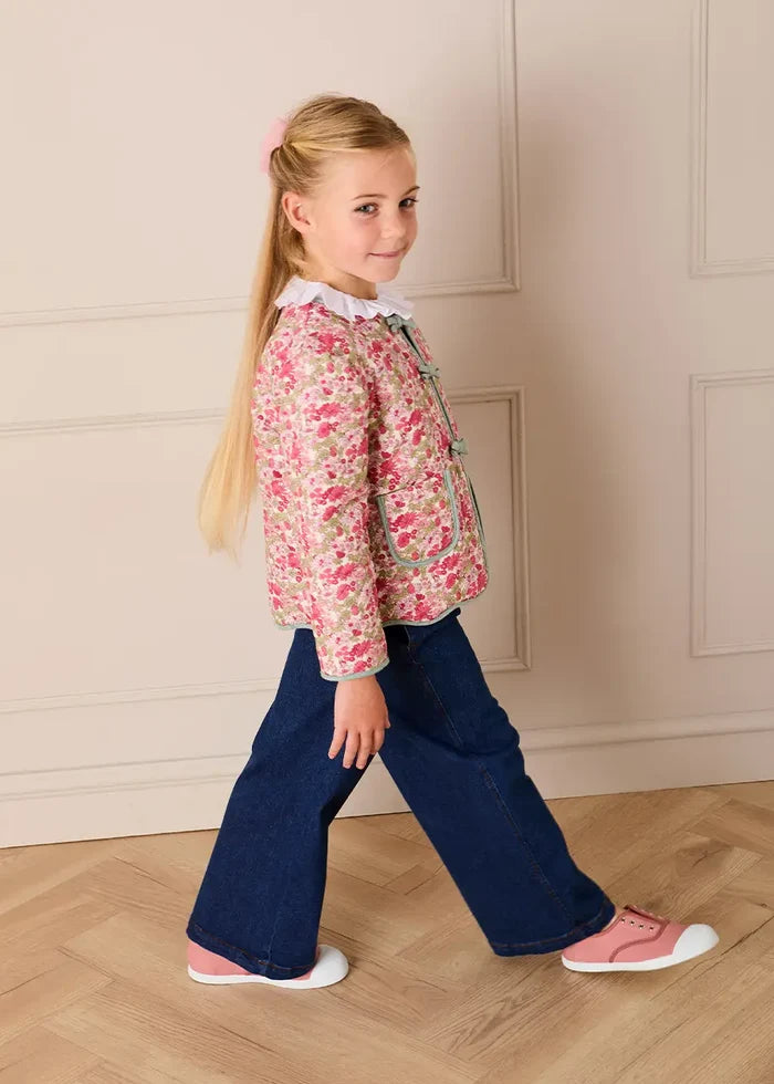 Margaret Floral Reversible Quilted Jacket in Pink (4-12yrs) COATS from Pepa London