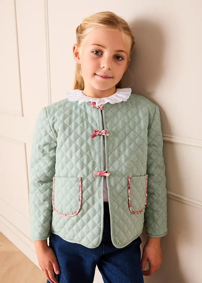 Margaret Floral Reversible Quilted Jacket in Pink (4-12yrs) COATS from Pepa London