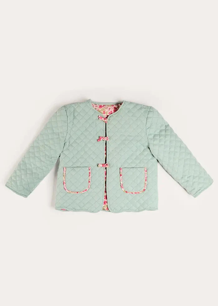 Margaret Floral Reversible Quilted Jacket in Pink (4-12yrs) COATS from Pepa London