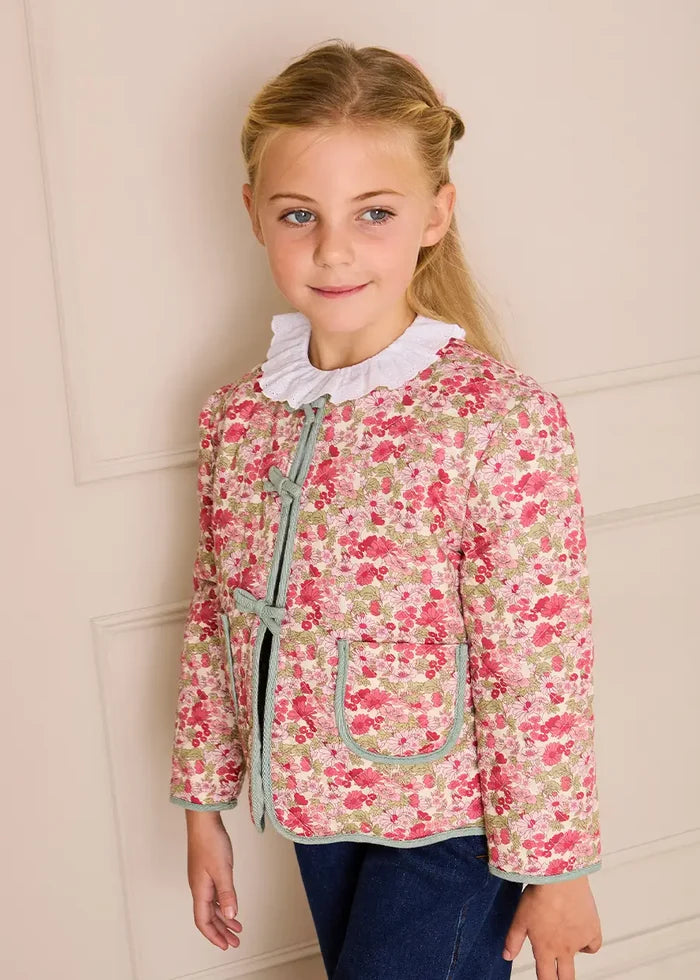 Margaret Floral Reversible Quilted Jacket in Pink (4-12yrs) COATS from Pepa London
