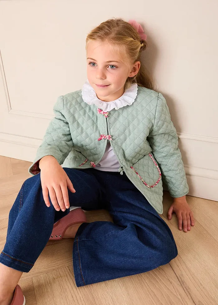 Margaret Floral Reversible Quilted Jacket in Pink (4-12yrs) COATS from Pepa London