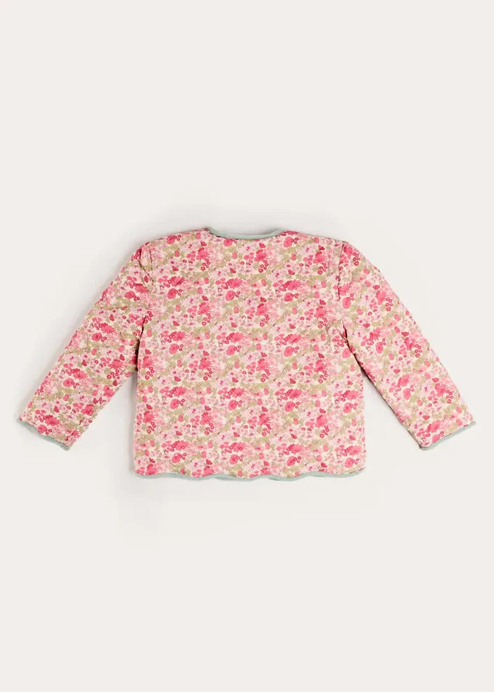 Margaret Floral Reversible Quilted Jacket in Pink (4-12yrs) COATS from Pepa London