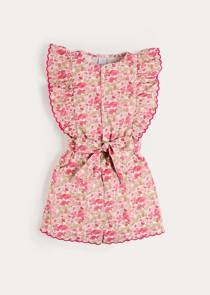 Margaret Floral Ruffle Detail Playsuit in Pink (4-12yrs) SHORTS from Pepa London