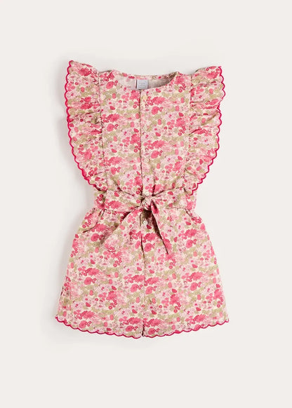 Margaret Floral Ruffle Detail Playsuit in Pink (4-12yrs) SHORTS from Pepa London
