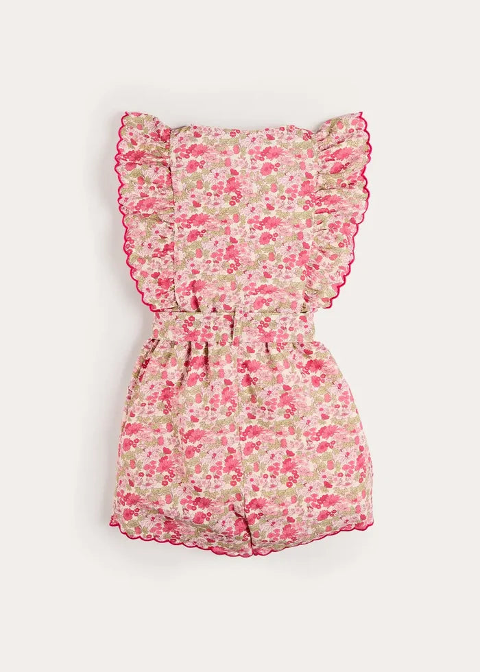 Margaret Floral Ruffle Detail Playsuit in Pink (4-12yrs) SHORTS from Pepa London
