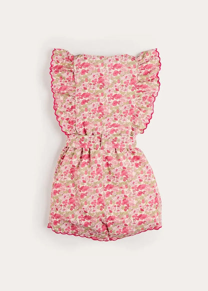 Margaret Floral Ruffle Detail Playsuit in Pink (4-12yrs) SHORTS from Pepa London