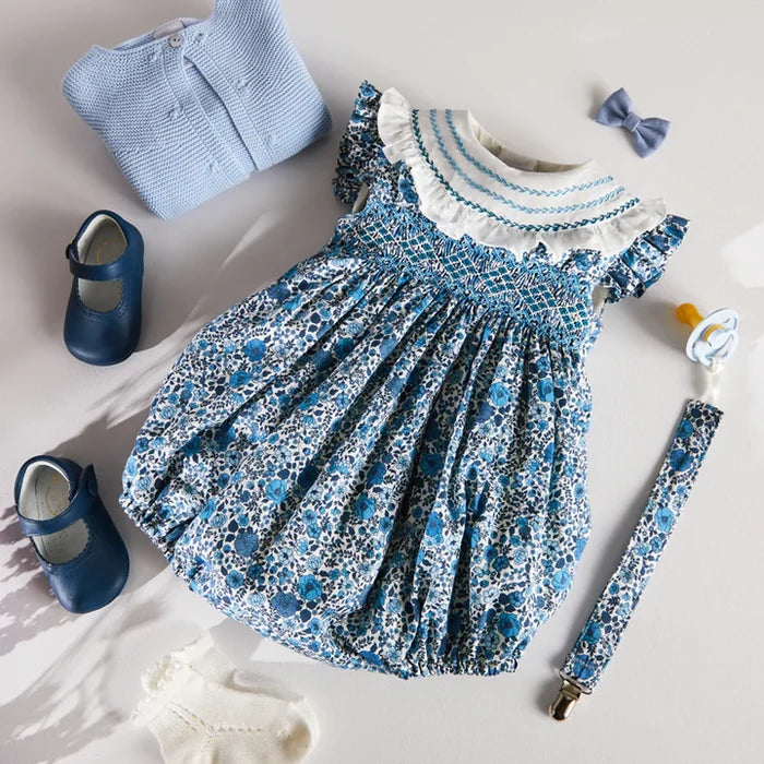 Mary Jane Leather Pram Shoes in French Blue (17-20EU) SHOES from Pepa London