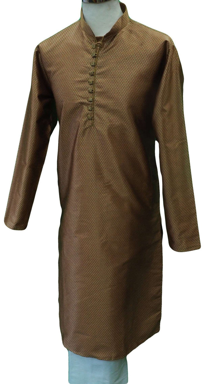 Mens Gold / Red brocade Kurta set , Bollywood Party Weddings - F1807KT - Prachy Creations
