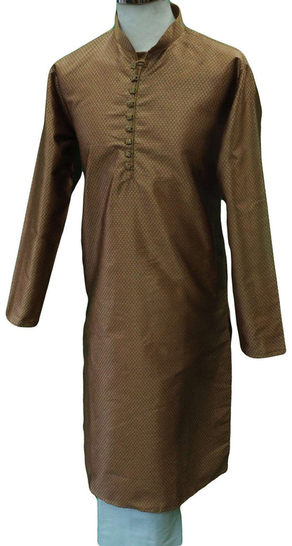 Mens Gold / Red brocade Kurta set , Bollywood Party Weddings - F1807KT - Prachy Creations