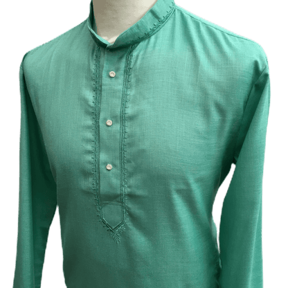 Mens Indian Dhoti Kurta Top in Sea Green, Thigh Length, for weddings, Bollywood Party  - Baleno C1219 - Prachy Creations