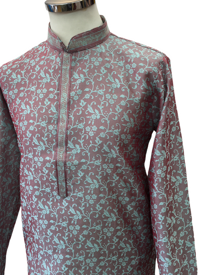 Mens Indian Kurta Set - Handloom Brocade - Multi Coloured - SEN2209 KC0422