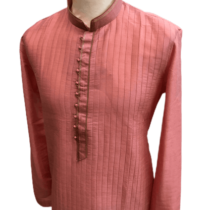 Mens Indian Kurta set in Pink, for weddings, Bollywood Party ( with Draw stringed trousers) - Flair KA1219 - Prachy Creations