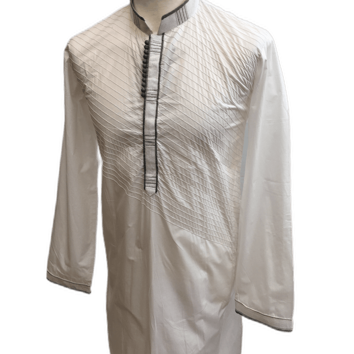Mens Indian Kurta set in white Cotton,  ( with Draw stringed trousers) - High KC1219 - Prachy Creations