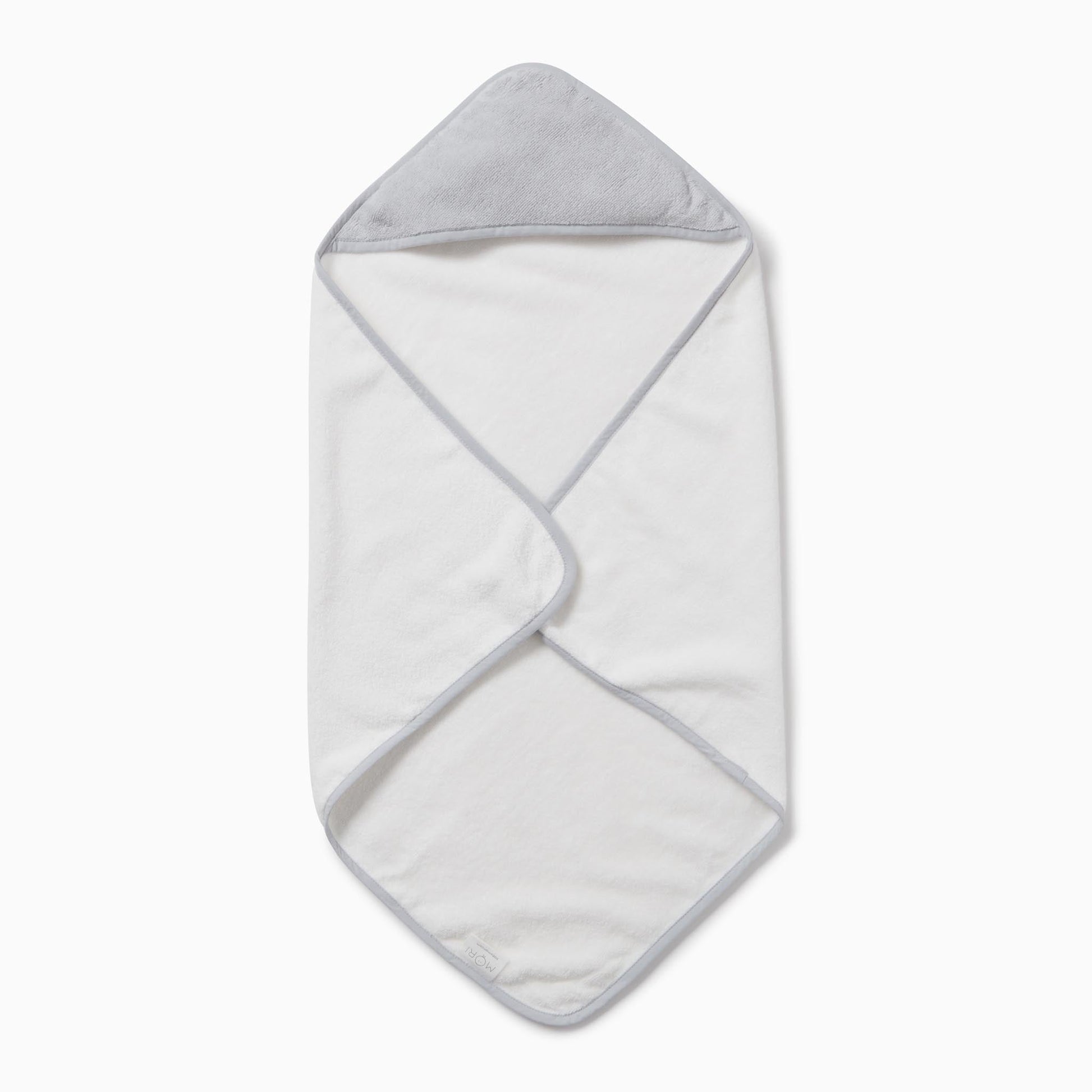 Baby Hooded Bath Towel - White & Grey