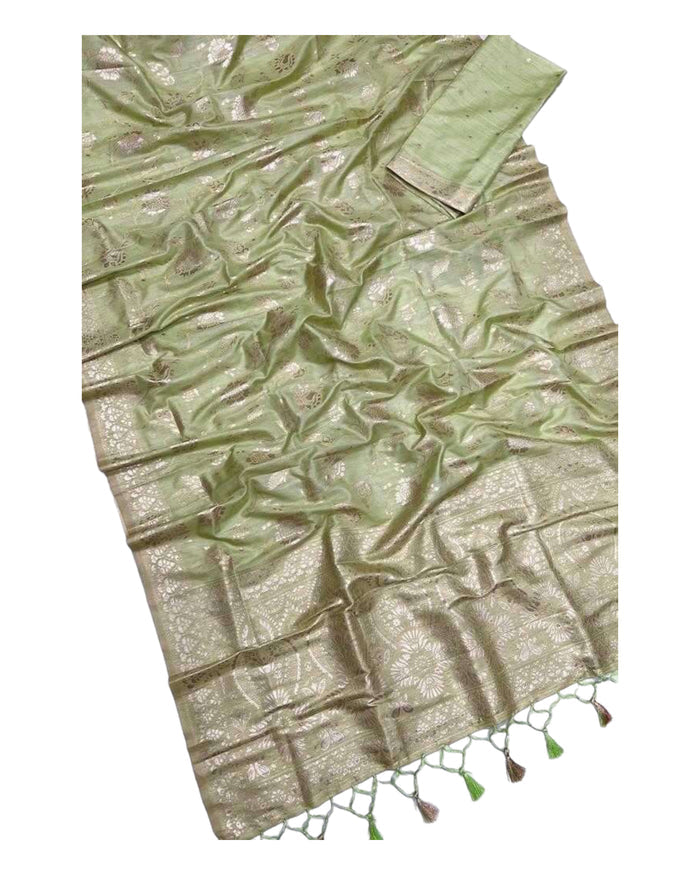 Mint Green - Handloom Brocade Saree with Blouse Piece - KS335001  VP 1123