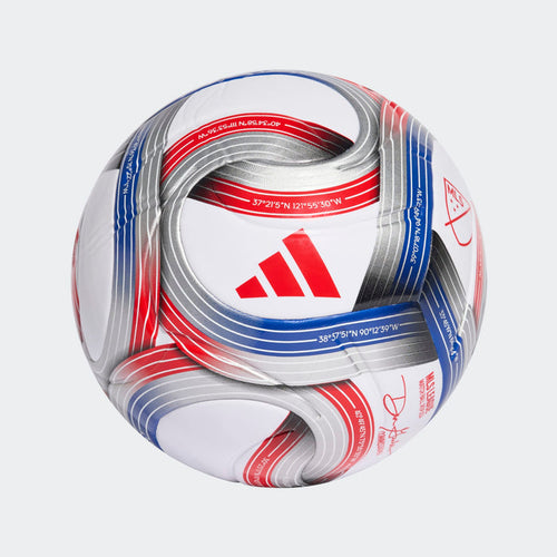 adidas MLS League NFHS Soccer Ball Equipment Adidas White/Royal Blue/Red/Silver Metallic-JW1319 4