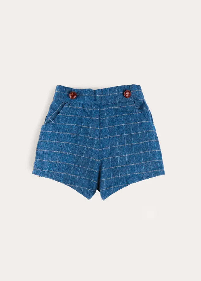 Moreton Check Button Detail Bloomer Shorts in Navy (6mths-4yrs) BLOOMERS from Pepa London
