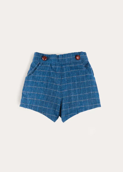 Moreton Check Button Detail Bloomer Shorts in Navy (6mths-4yrs) BLOOMERS from Pepa London